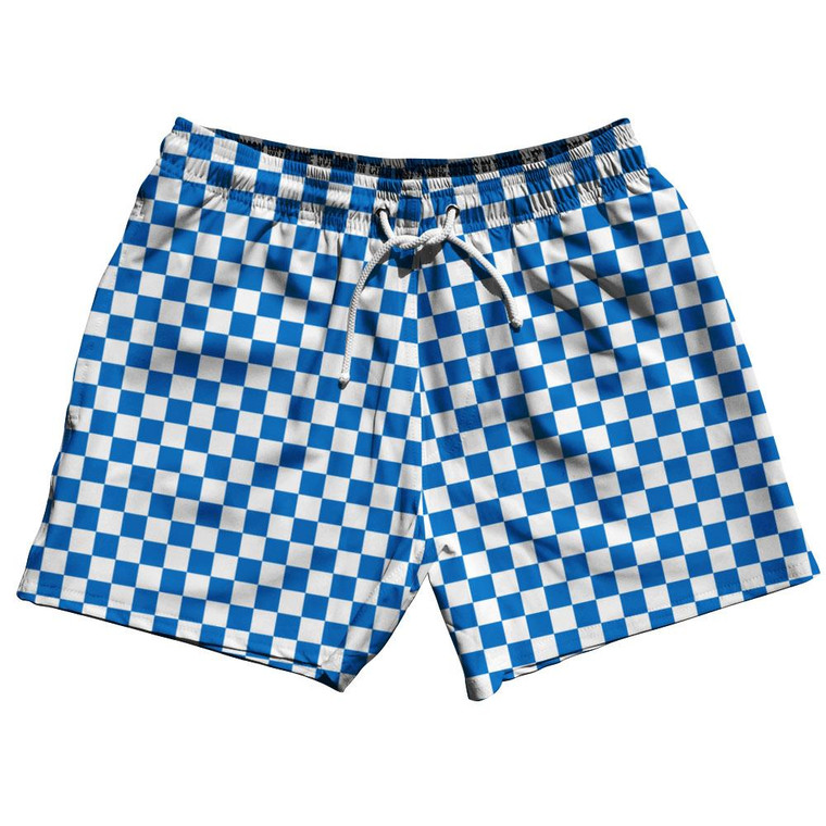 Royal & White Checkerboard 5" Swim Shorts Made in USA - Royal & White