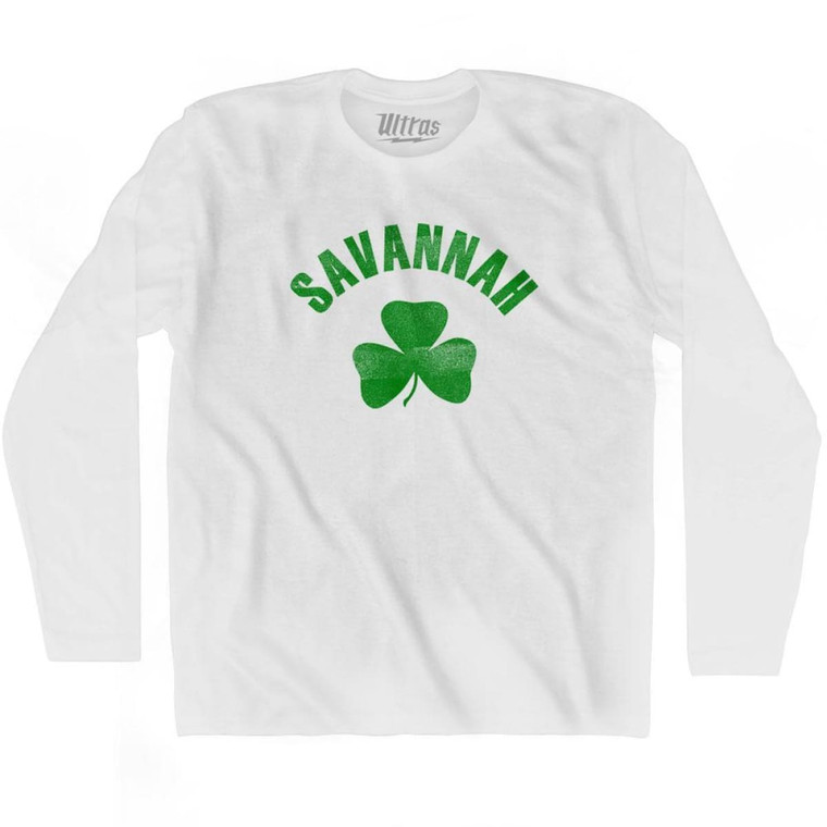 Savannah Shamrock Cotton Long Sleeve T-shirt - White