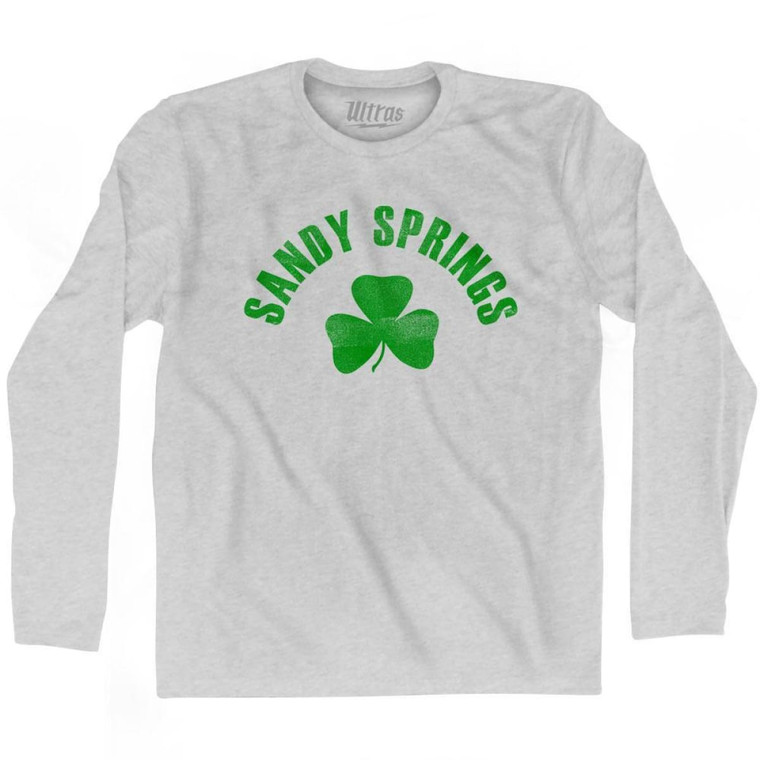 Sandy Springs Shamrock Cotton Long Sleeve T-Shirt - Grey Heather