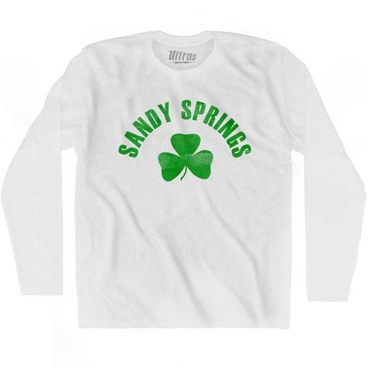 Sandy Springs Shamrock Cotton Long Sleeve T-shirt - White