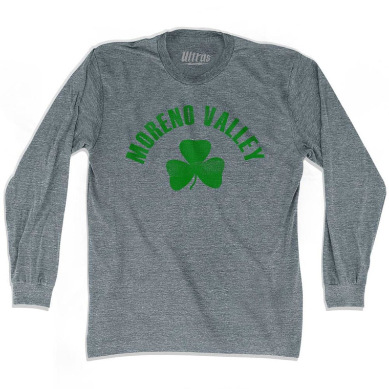 Moreno Valley Shamrock Tri-Blend Long Sleeve T-shirt - Athletic Grey