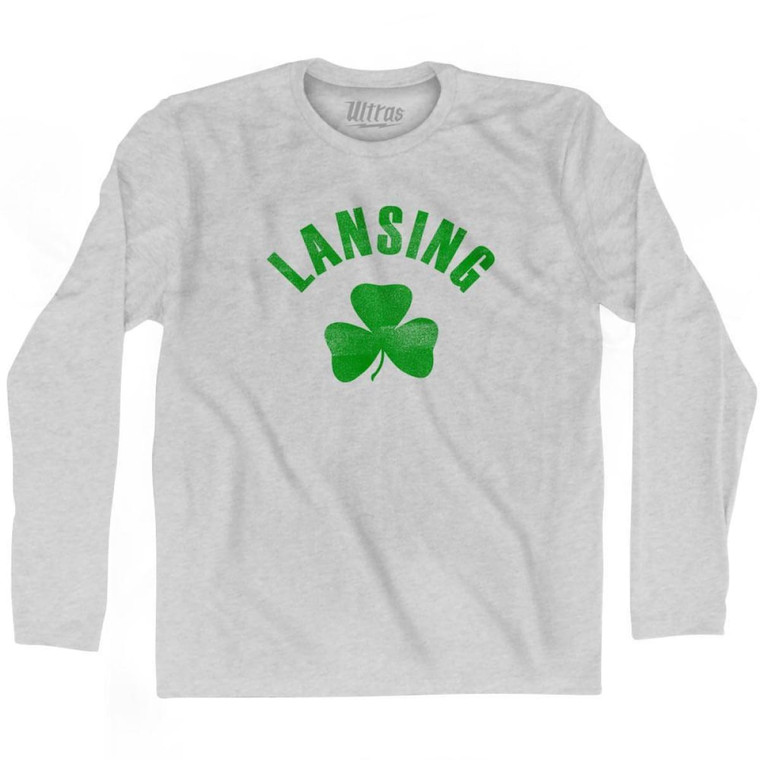 Lansing Shamrock Cotton Long Sleeve T-Shirt - Grey Heather