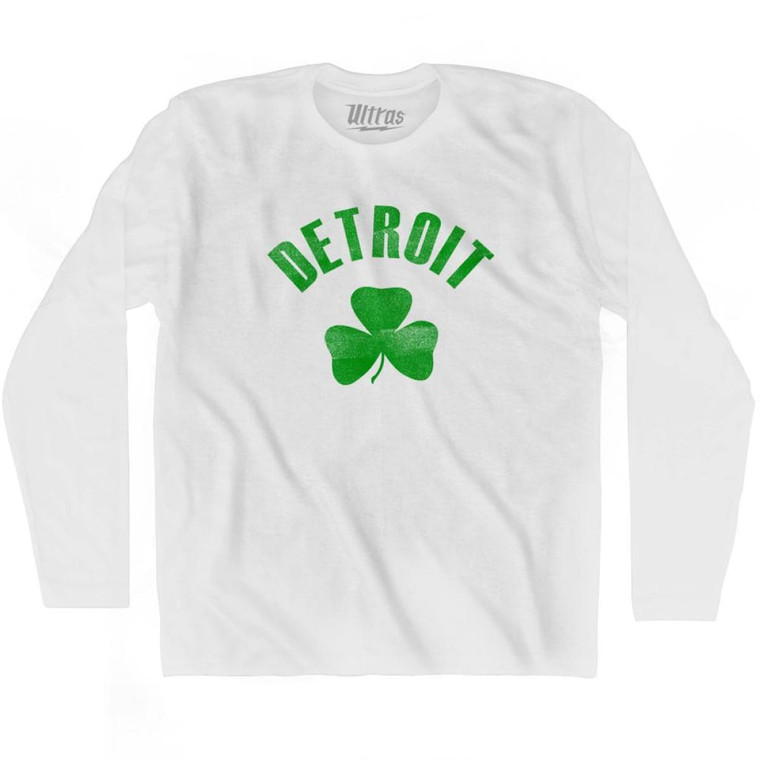 Detroit Shamrock Cotton Long Sleeve T-shirt - White