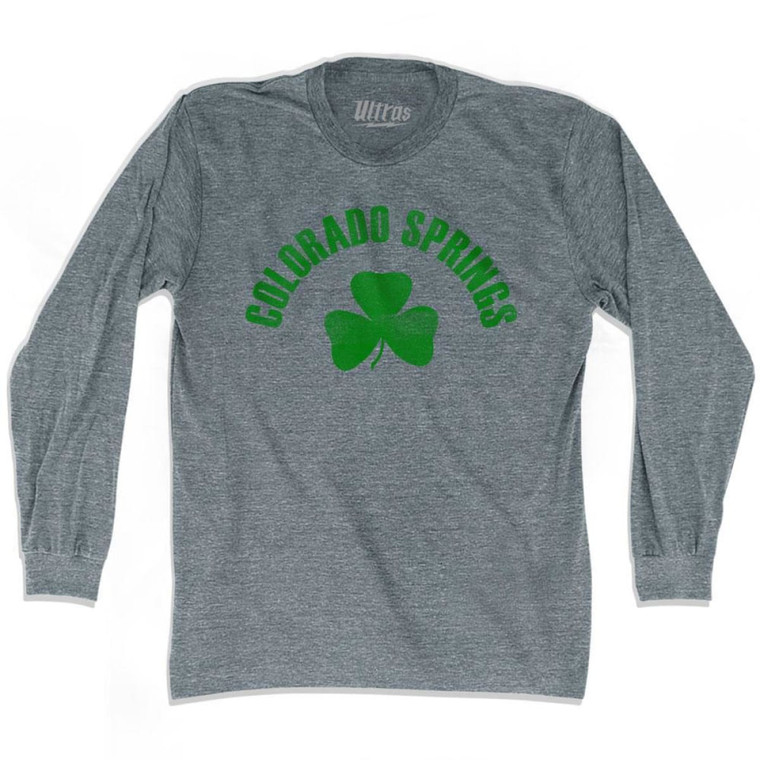 Colorado Springs Shamrock Tri-Blend Long Sleeve T-shirt - Athletic Grey