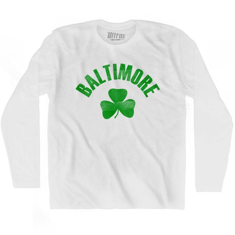 Baltimore Shamrock Cotton Long Sleeve T-shirt - White