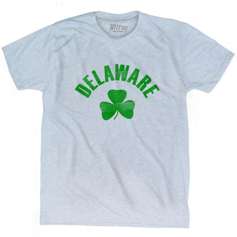 Delaware State Shamrock Tri-Blend T-Shirt - Athletic White