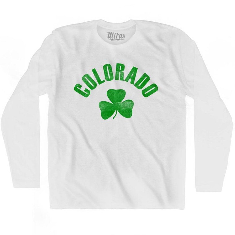 Colorado State Shamrock Cotton Long Sleeve T-shirt - White