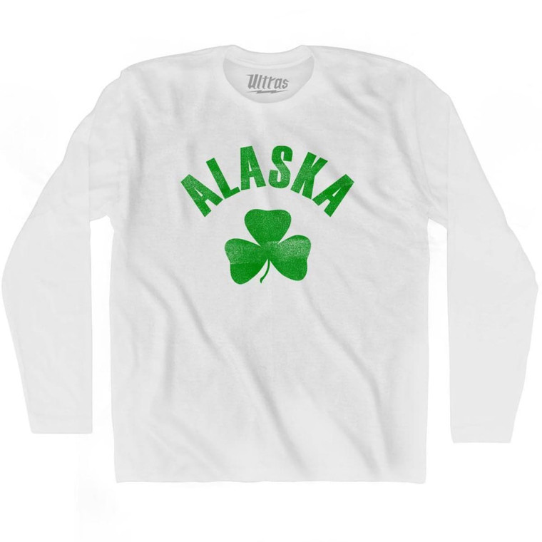 Alaska State Shamrock Cotton Long Sleeve T-shirt - White