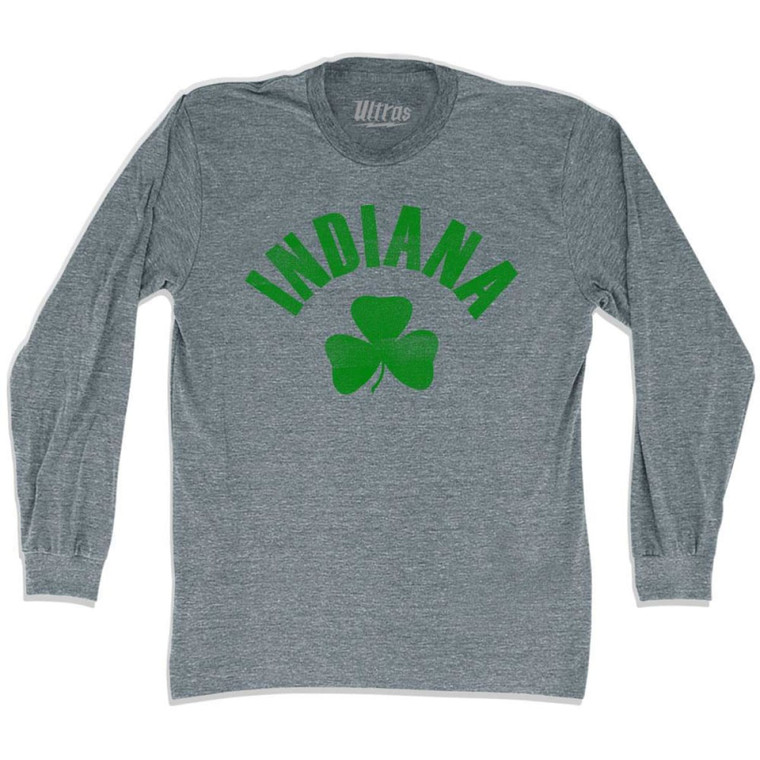 Indiana State Shamrock Tri-Blend Long Sleeve T-shirt - Athletic Grey