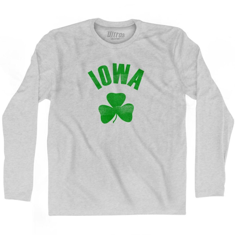 Iowa State Shamrock Cotton Long Sleeve T-Shirt - Grey Heather