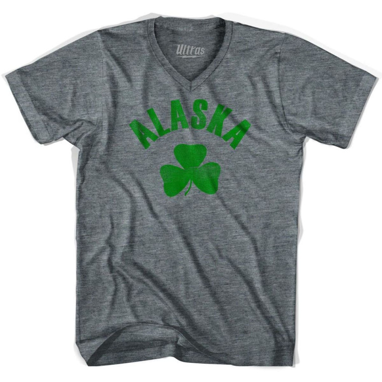 Alaska State Shamrock Tri-Blend V-neck Junior Cut Womens T-shirt - Athletic Grey