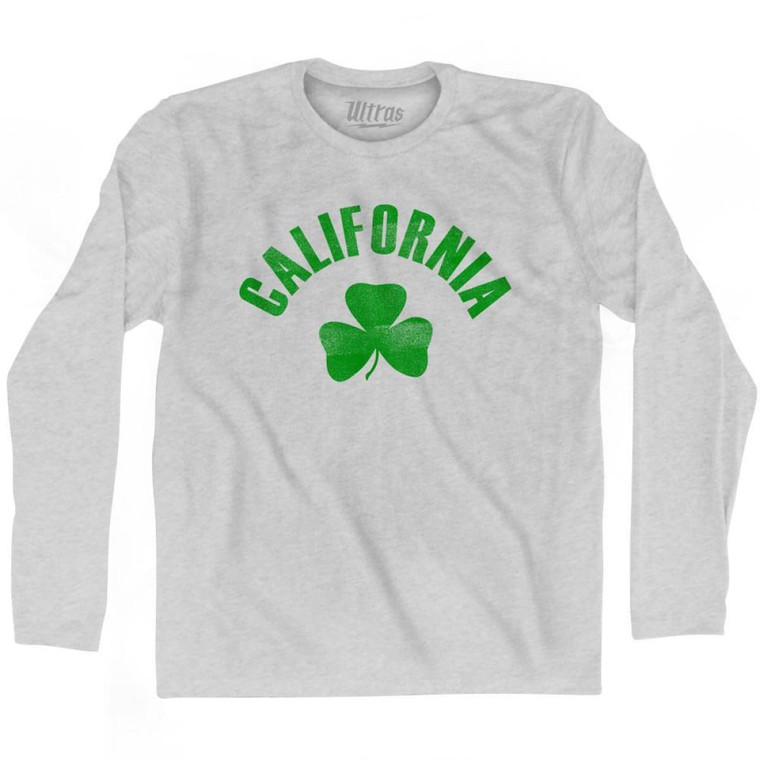 California State Shamrock Cotton Long Sleeve T-Shirt - Grey Heather