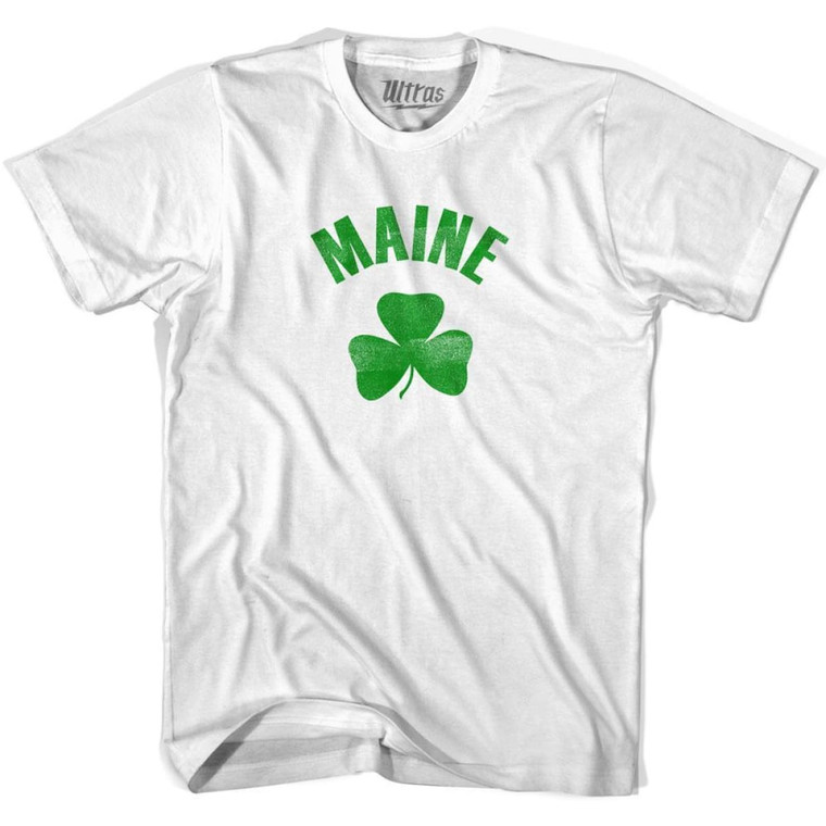 Maine State Shamrock Cotton T-shirt - White