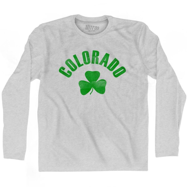 Colorado State Shamrock Cotton Long Sleeve T-Shirt - Grey Heather Colorado State Shamrock Cotton Long Sleeve T-Shirt - Grey Heather