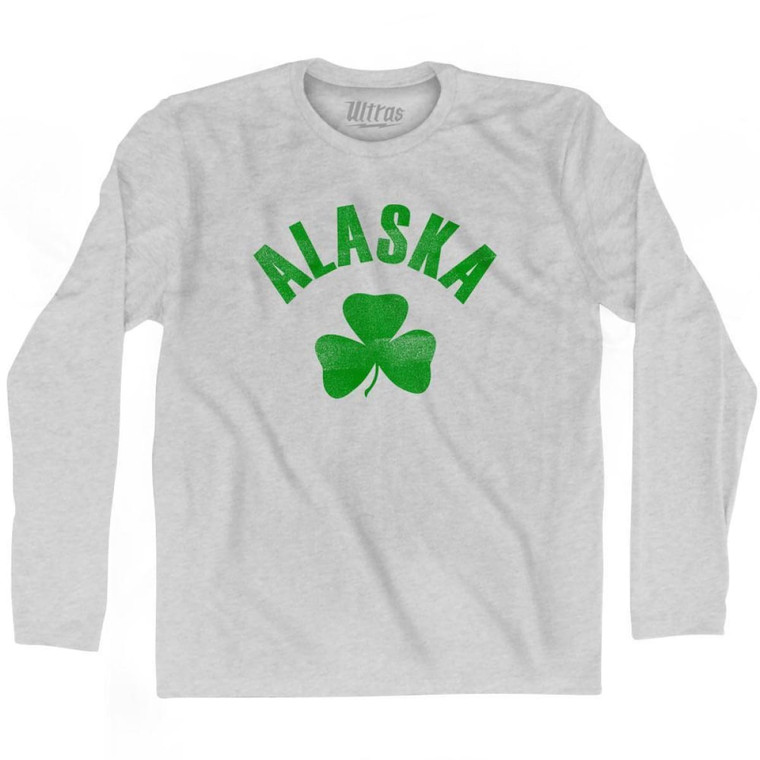 Alaska State Shamrock Cotton Long Sleeve T-Shirt - Grey Heather