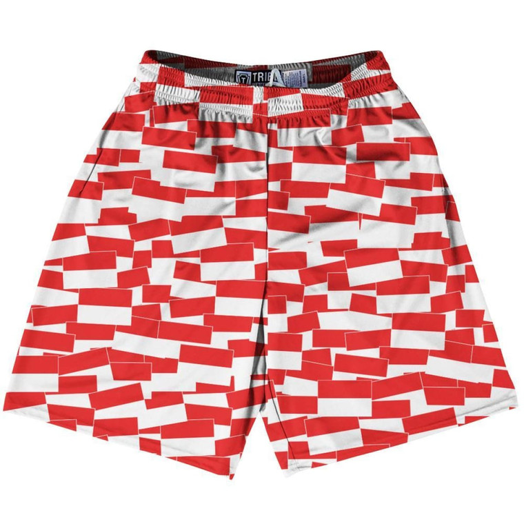 Tribe Indonesia Party Flags Lacrosse Shorts Made in USA - Red White