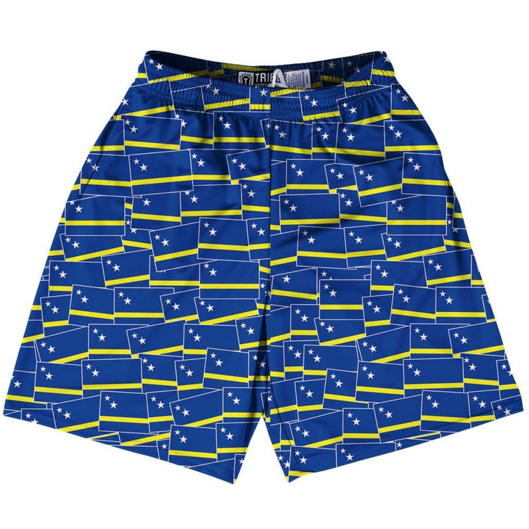 Tribe Curacao Party Flags Lacrosse Shorts Made in USA - Blue