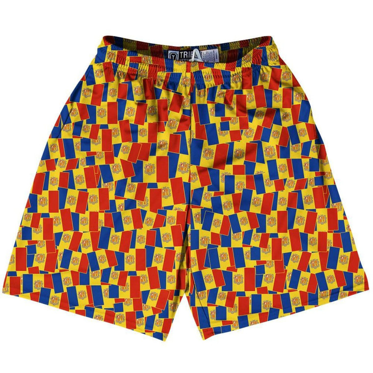 Tribe Andorra Party Flags Lacrosse Shorts Made in USA - Yellow Red