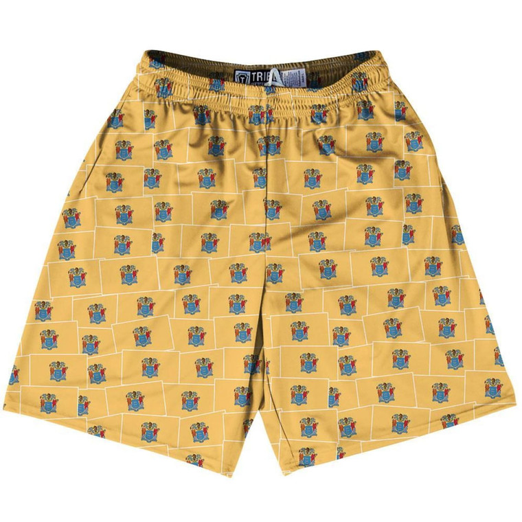 Tribe New Jersey State Party Flags Lacrosse Shorts Made in USA - Yellow