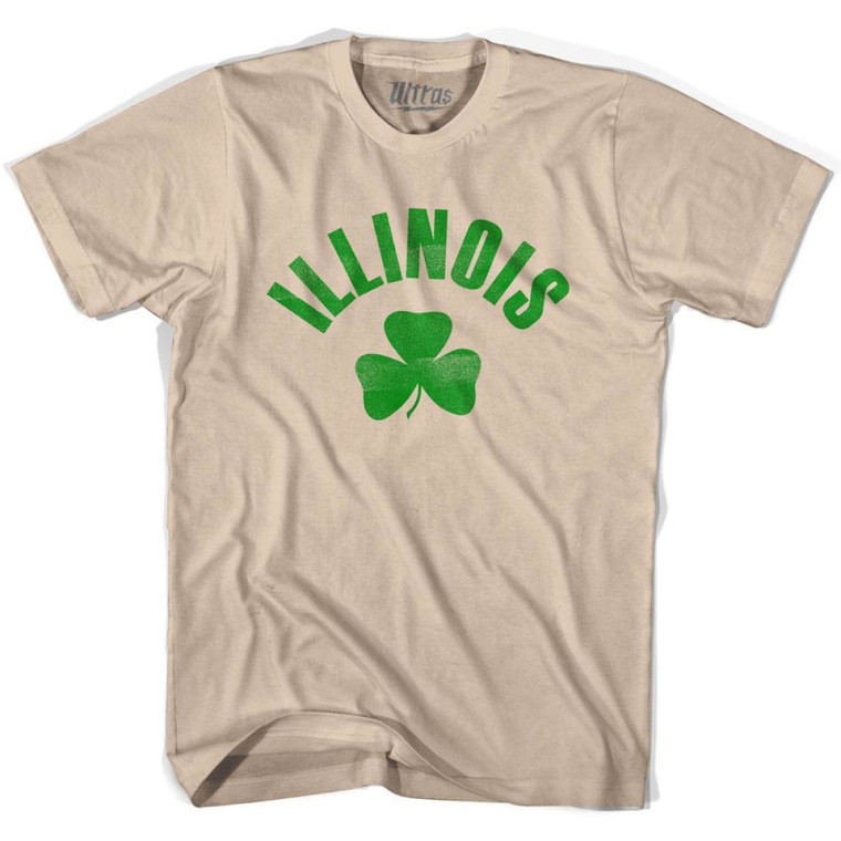 Illinois State Shamrock Cotton T-Shirt - Creme