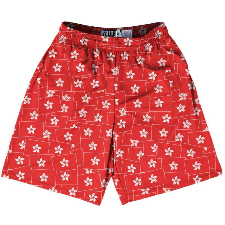 Tribe Hong Kong Party Flags Lacrosse Shorts Made in USA - Red