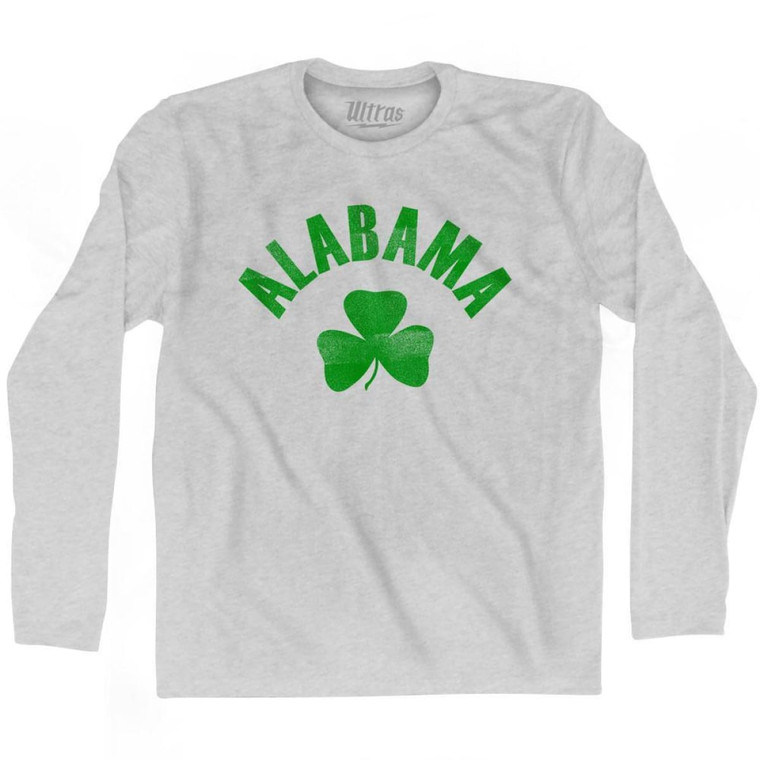 Alabama State Shamrock Cotton Long Sleeve T-Shirt - Grey Heather