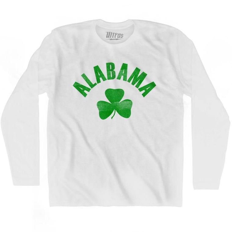 Alabama State Shamrock Cotton Long Sleeve T-shirt - White