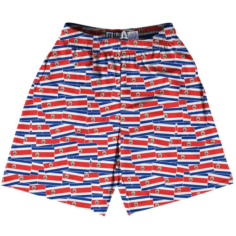 Tribe Costa Rica Party Flags Lacrosse Shorts Made in USA - Blue Red