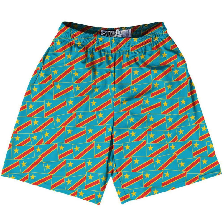 Tribe DR Congo Party Flags Lacrosse Shorts Made in USA - Blue Red
