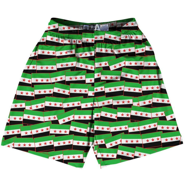 Tribe Syria Party Flags Lacrosse Shorts Made in USA - Black Green