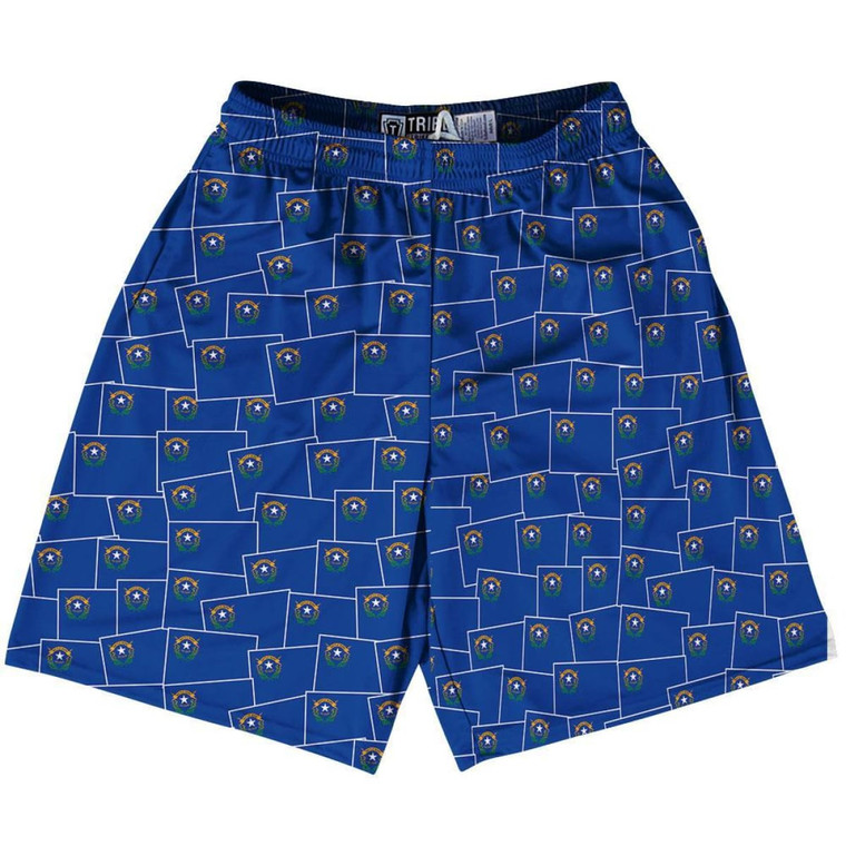 Tribe Nevada State Party Flags Lacrosse Shorts Made in USA - Blue