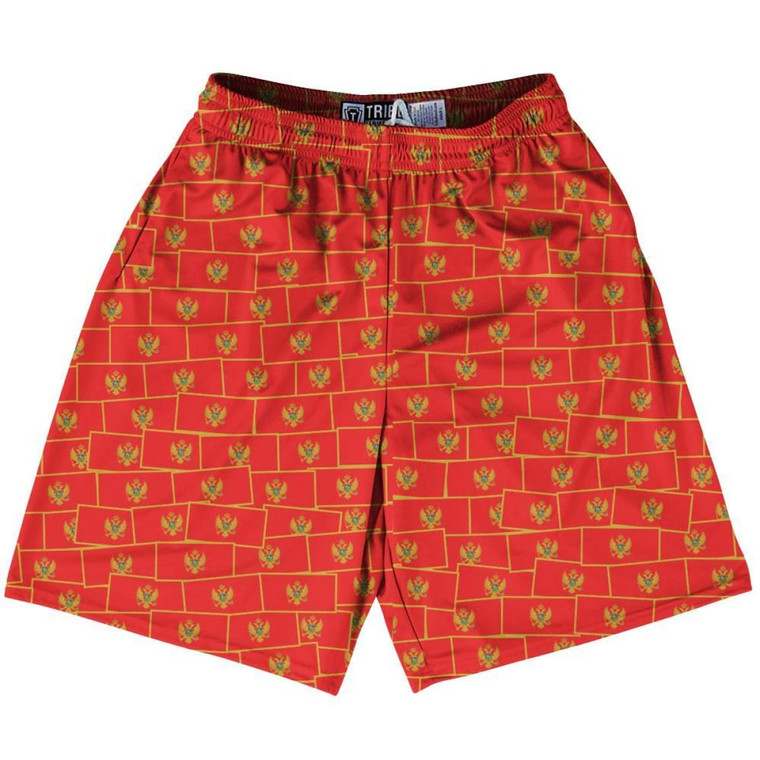 Tribe Montenegro Party Flags Lacrosse Shorts Made in USA - Red