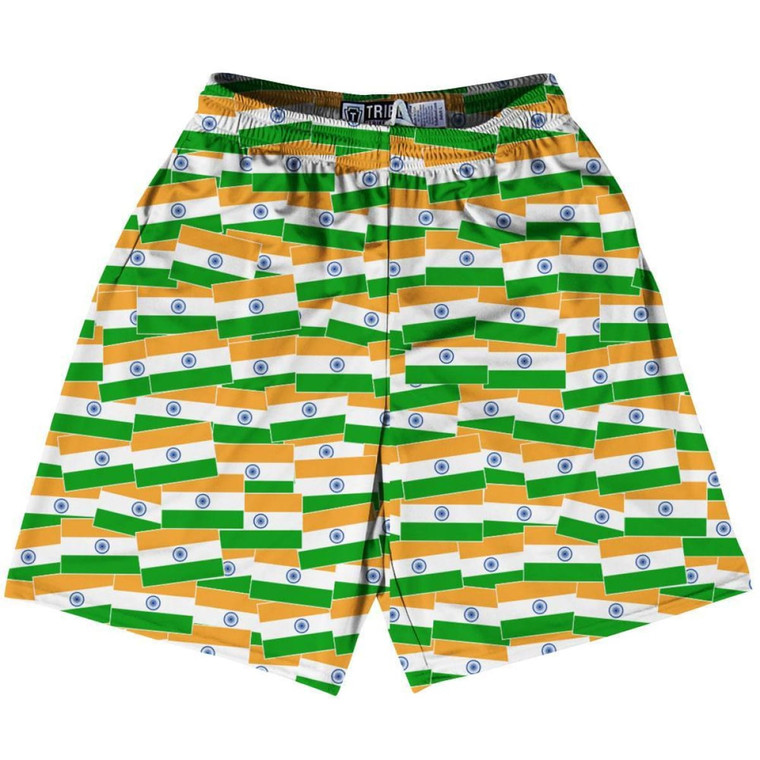 Tribe India Party Flags Lacrosse Shorts Made in USA - Orange Green