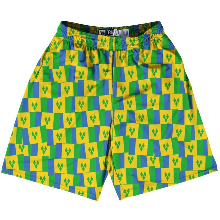 Tribe Saint Vincent and the Grenadines Party Flags Lacrosse Shorts Made in USA - Blue Yellow