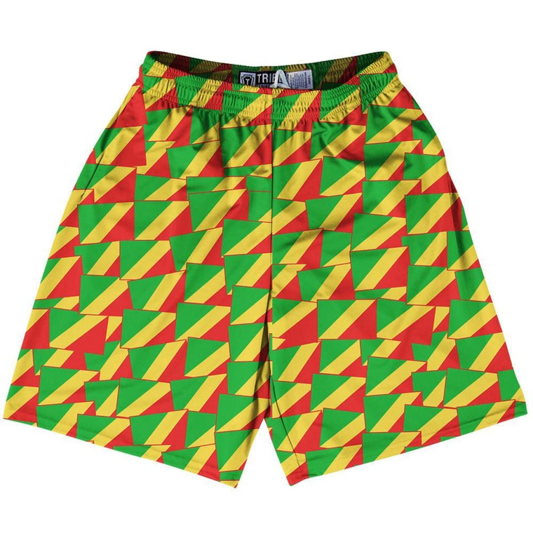 Tribe Congo Republic Party Flags Lacrosse Shorts Made in USA - Green Red