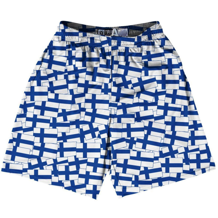 Tribe Finland Party Flags Lacrosse Shorts Made in USA - Blue White