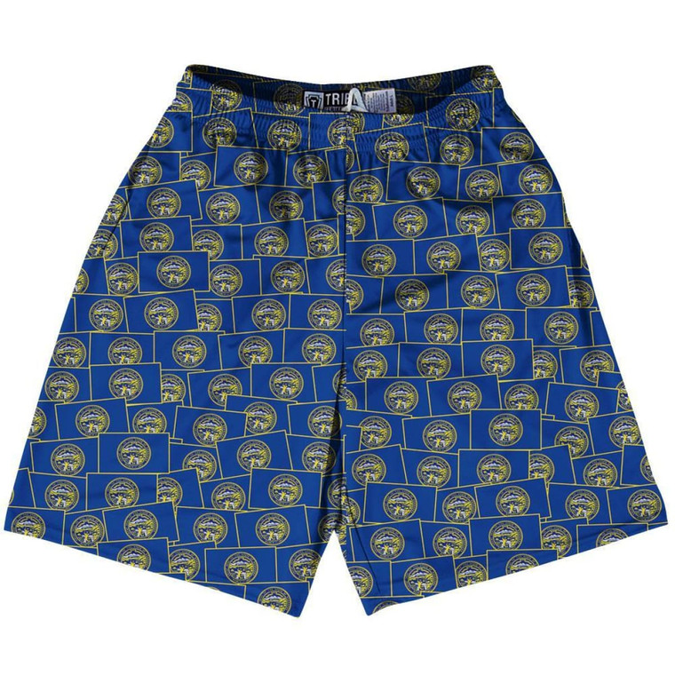 Tribe Nebraska State Party Flags Lacrosse Shorts Made in USA - Blue