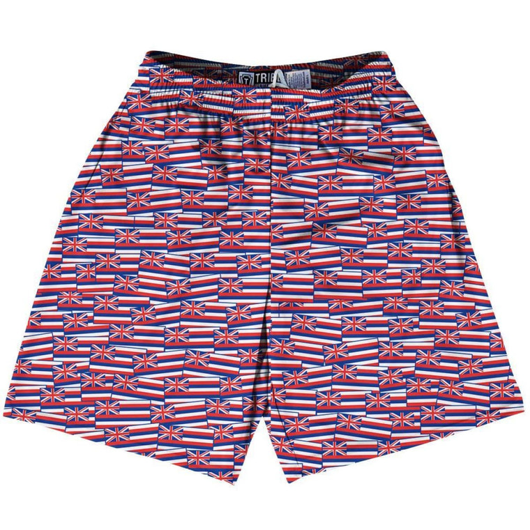 Tribe Hawaii State Party Flags Lacrosse Shorts Made in USA - Red White