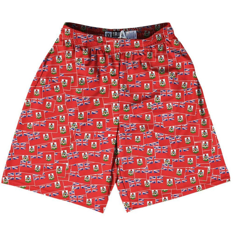 Tribe Bermuda Party Flags Lacrosse Shorts Made in USA - Red