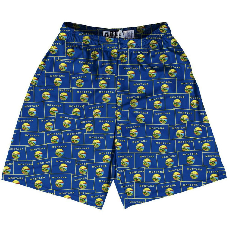 Tribe Montana State Party Flags Lacrosse Shorts Made in USA - Blue