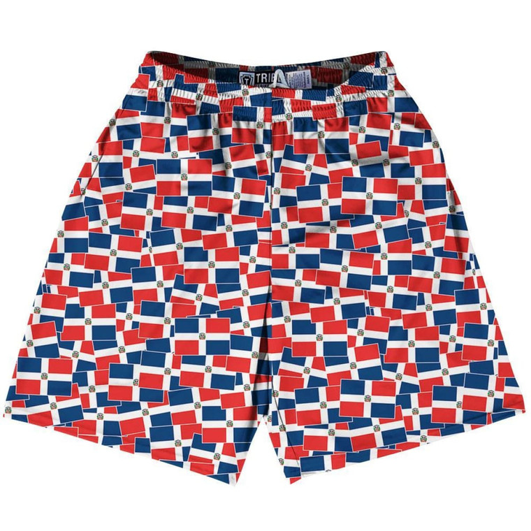 Tribe Dominican Republic Party Flags Lacrosse Shorts Made in USA - Blue Red