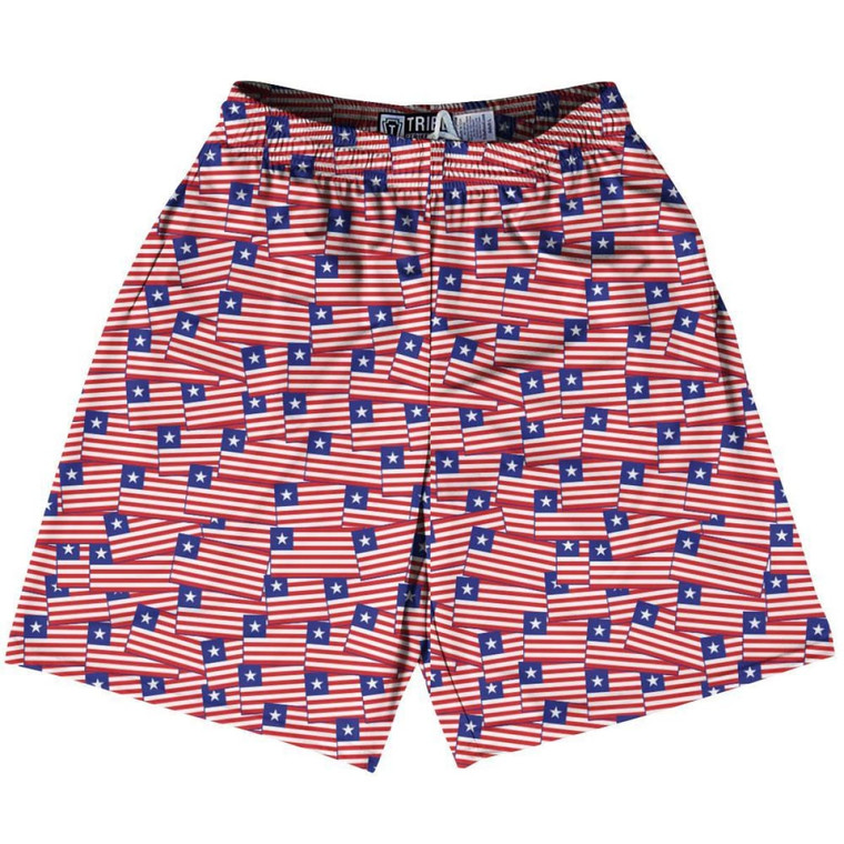 Tribe Liberia Party Flags Lacrosse Shorts Made in USA - Red White