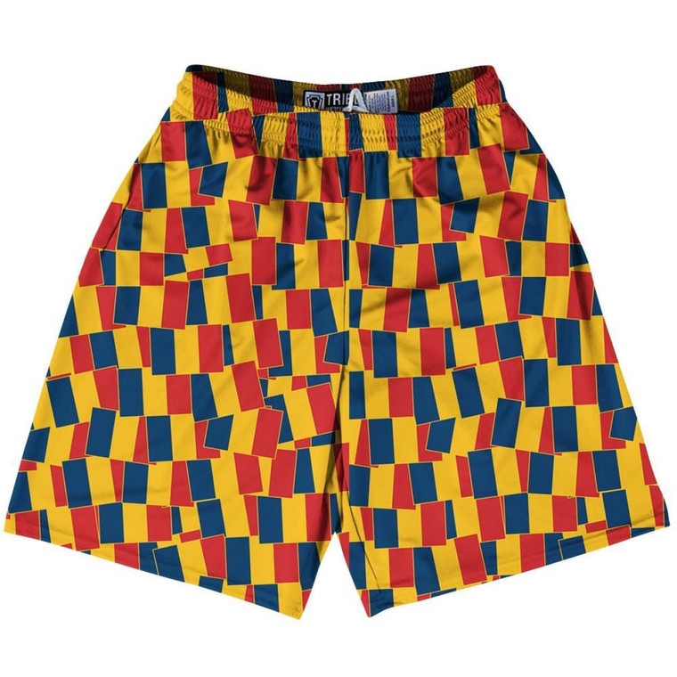 Tribe Chad Party Flags Lacrosse Shorts Made in USA - Yellow Red