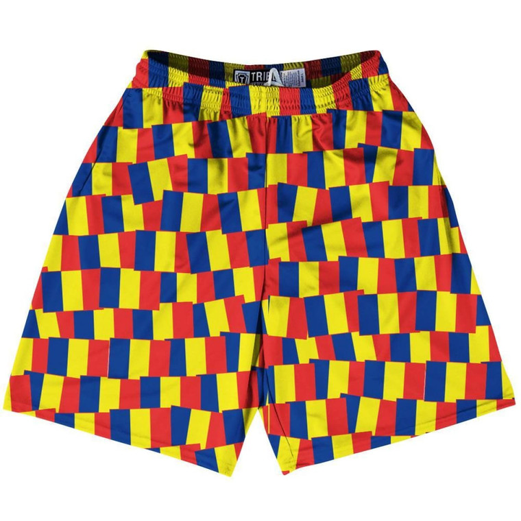 Tribe Romania Party Flags Lacrosse Shorts Made in USA - Yellow Blue