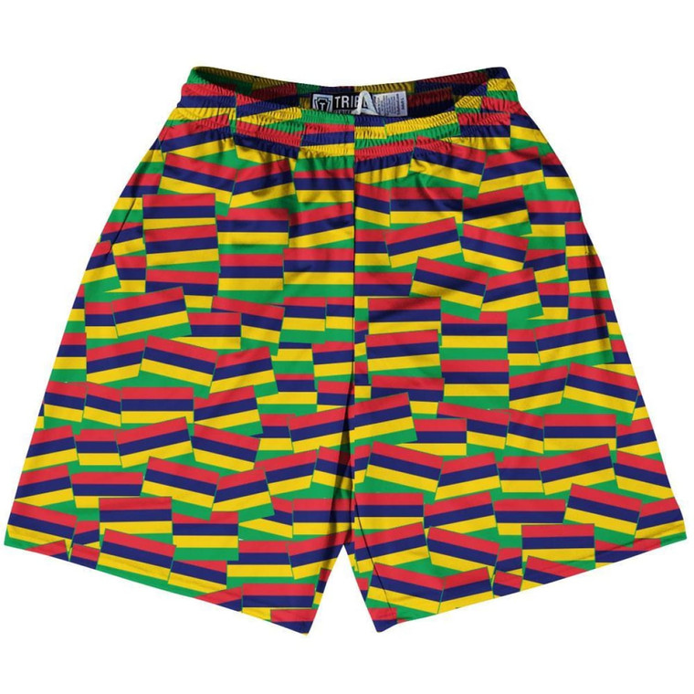 Tribe Mauritius Party Flags Lacrosse Shorts Made in USA - Multi