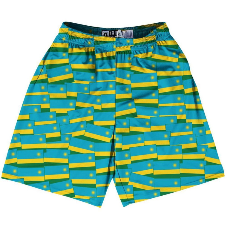 Tribe Rwanda Party Flags Lacrosse Shorts Made in USA - Blue Green