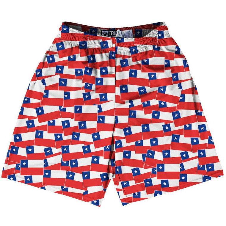 Tribe Chile Party Flags Lacrosse Shorts Made in USA - White Red