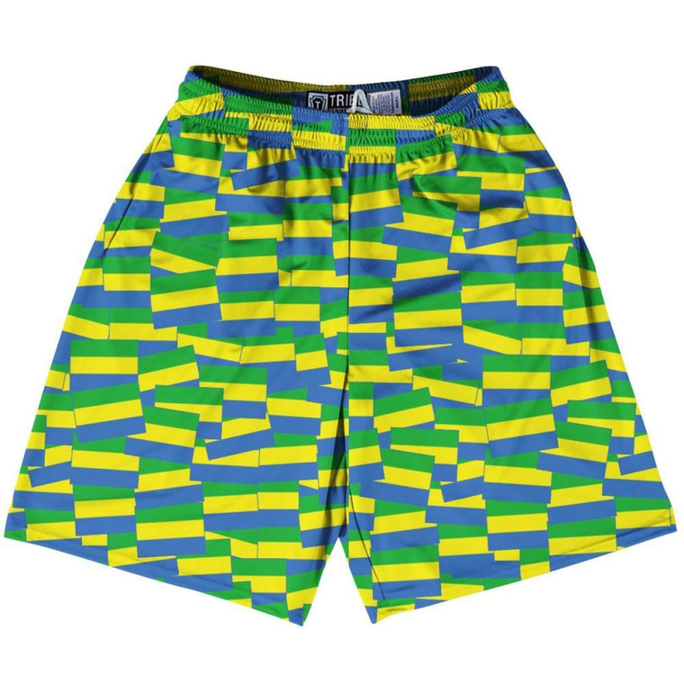 Tribe Gabon Party Flags Lacrosse Shorts Made in USA - Green Blue