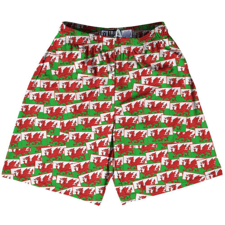 Tribe Wales Party Flags Lacrosse Shorts Made in USA - Green Red