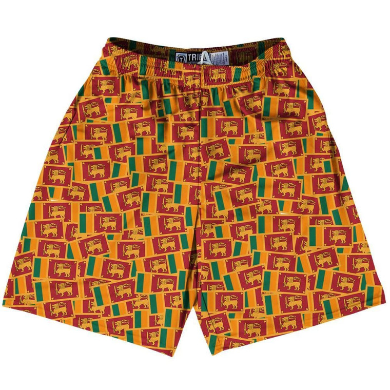 Tribe Sri Lanka Party Flags Lacrosse Shorts Made in USA - Red Yellow